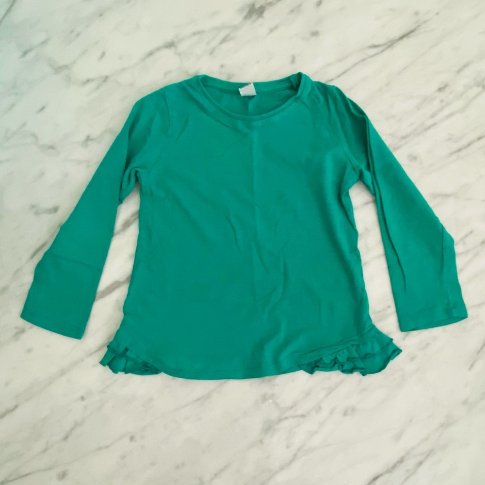 Zara Size 3-4 Green Ruffle Shirt
